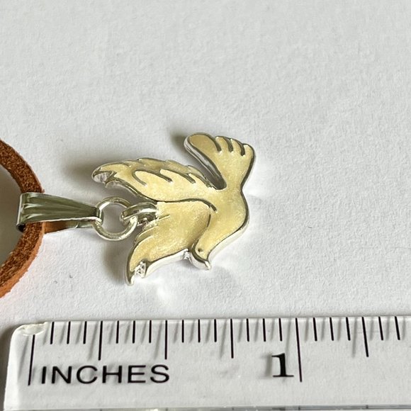 Silver White Dove Bird Pendant Necklace Plated 18-19" Enamel Holy Spirit Peace - Picture 9 of 9
